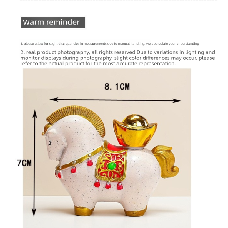 White New Chinese Style Resin Horse Figurine with Rotating Lucky Bag – Elegant Home or Office Decor for Modern Living Spaces(Money at your fingertips) - Image 4