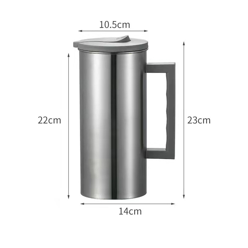 Grey 1.8L Stainless Steel Cold Water Pitcher – Large Capacity Jug for Coffee, Juice, and Beverages in Modern Kitchens - Image 1