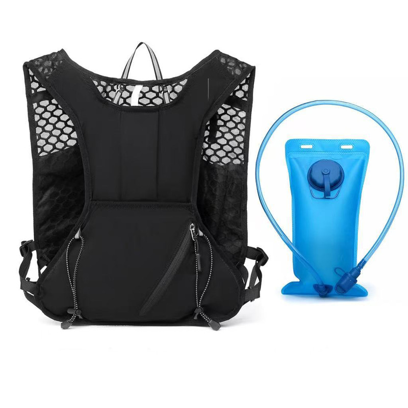 Black Lightweight Hydration Backpack with 2L Water Bladder Compartment – Ideal for Running, Cycling, Hiking, and Outdoor Activities - Image 1