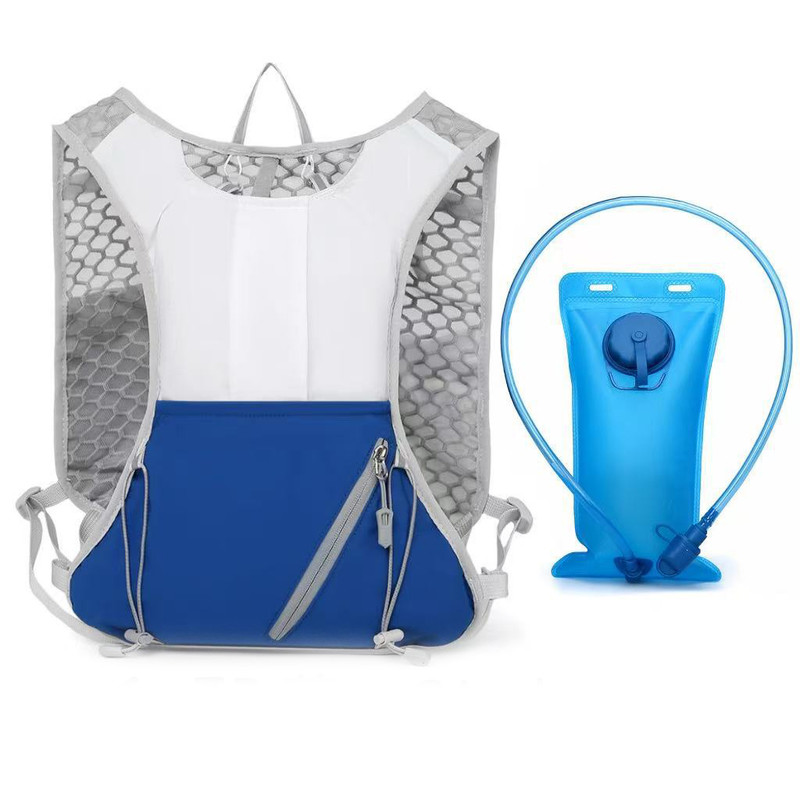 White and blue Lightweight Hydration Backpack with 2L Water Bladder Compartment – Ideal for Running, Cycling, Hiking, and Outdoor Activities - Image 1