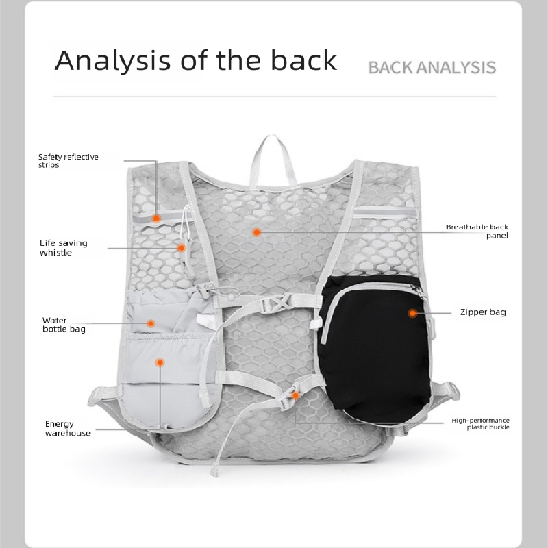 White and blue Lightweight Hydration Backpack with 2L Water Bladder Compartment – Ideal for Running, Cycling, Hiking, and Outdoor Activities - Image 3