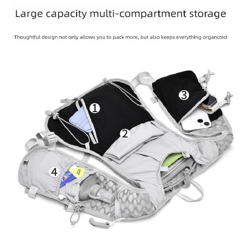 White and blue Lightweight Hydration Backpack with 2L Water Bladder Compartment – Ideal for Running, Cycling, Hiking, and Outdoor Activities - Image 7