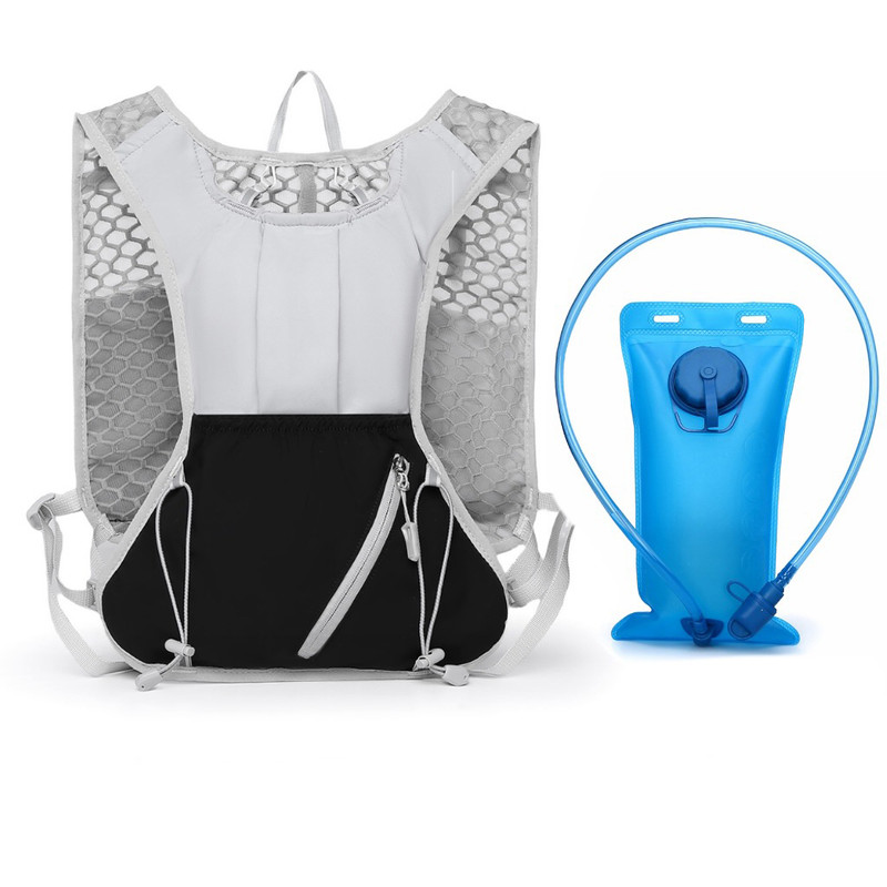 Grey and black Lightweight Hydration Backpack with 2L Water Bladder Compartment – Ideal for Running, Cycling, Hiking, and Outdoor Activities - Image 1