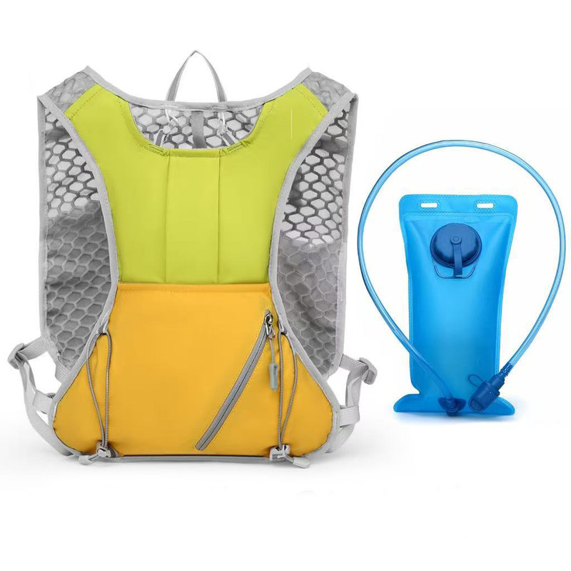 Green and yellow Lightweight Hydration Backpack with 2L Water Bladder Compartment – Ideal for Running, Cycling, Hiking, and Outdoor Activities - Image 1