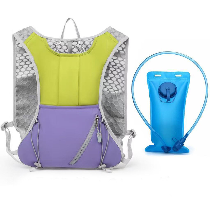Green and purple Lightweight Hydration Backpack with 2L Water Bladder Compartment – Ideal for Running, Cycling, Hiking, and Outdoor Activities - Image 1