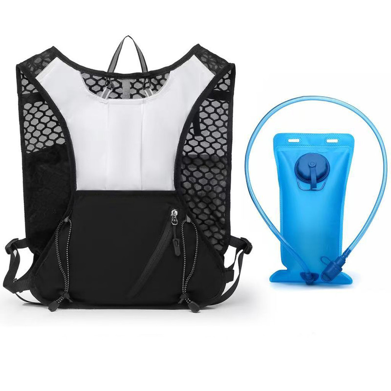 White and black Lightweight Hydration Backpack with 2L Water Bladder Compartment – Ideal for Running, Cycling, Hiking, and Outdoor Activities - Image 1