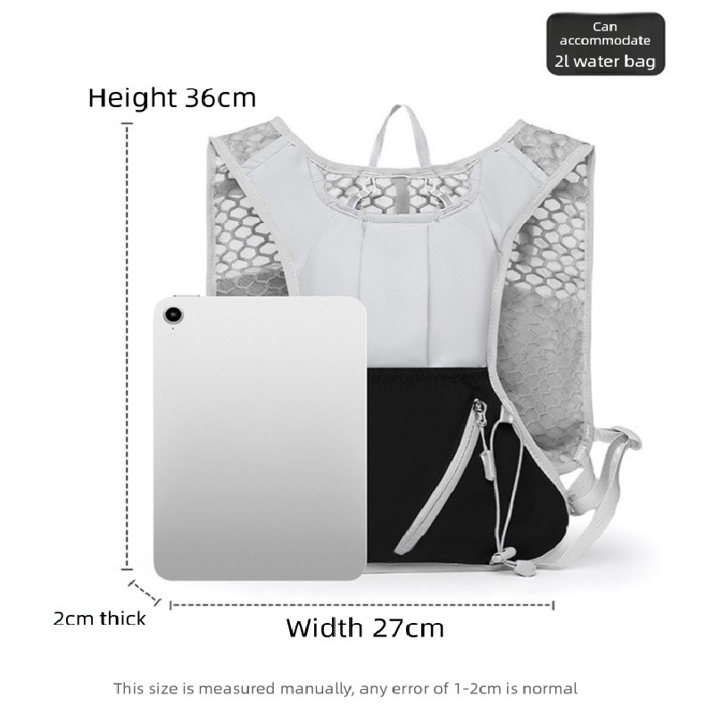 White and black Lightweight Hydration Backpack with 2L Water Bladder Compartment – Ideal for Running, Cycling, Hiking, and Outdoor Activities - Image 8