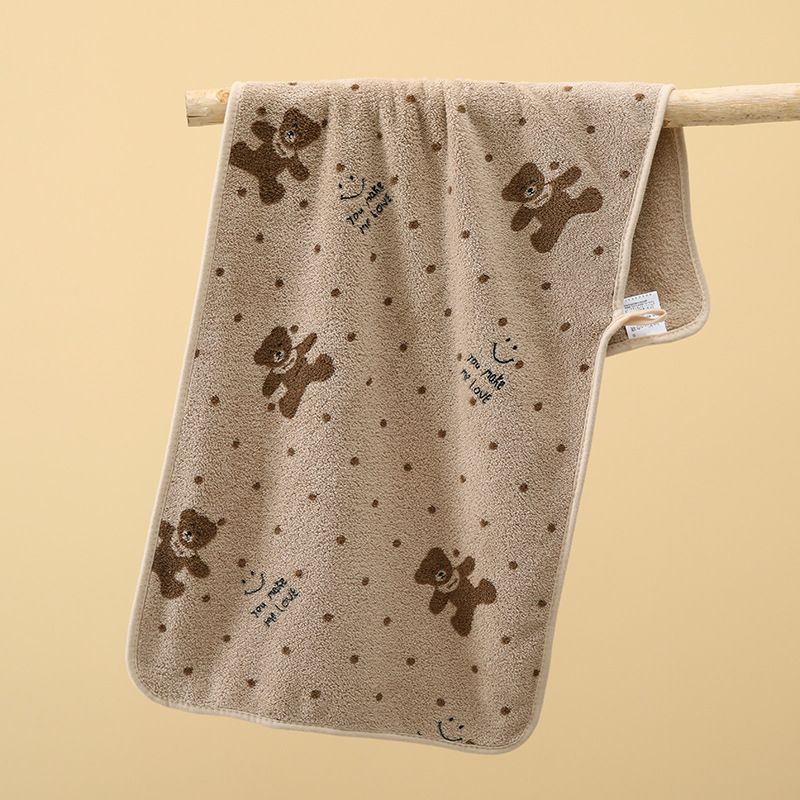 5-Pack Coffee color Soft Absorbent Face Towels with Bear Pattern Design – Quick-Drying Plush Towel Set for Bath and Daily Use - Image 1