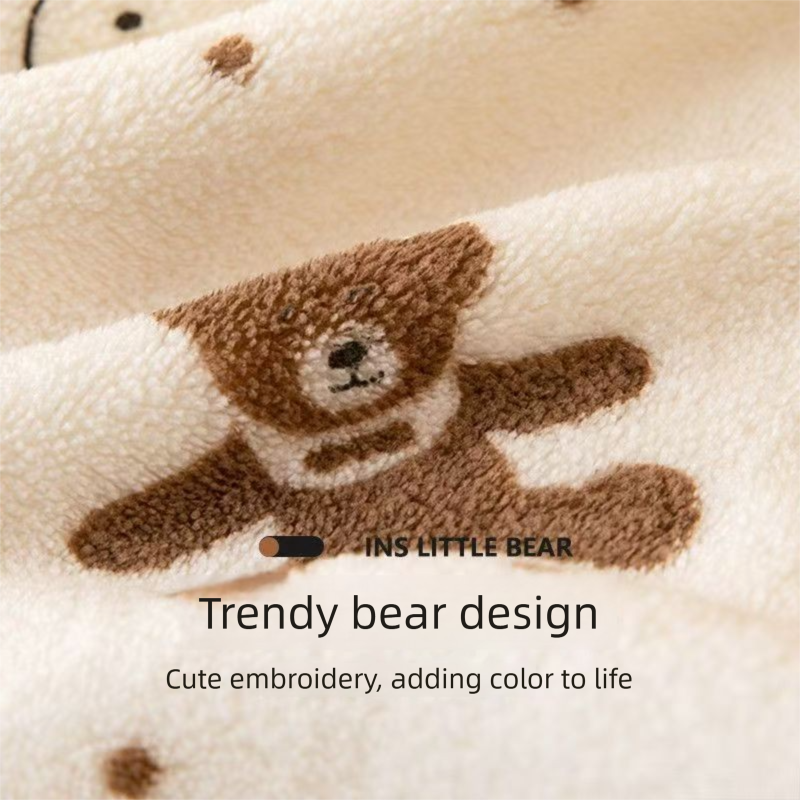 5-Pack Purple Soft Absorbent Face Towels with Bear Pattern Design – Quick-Drying Plush Towel Set for Bath and Daily Use - Image 7