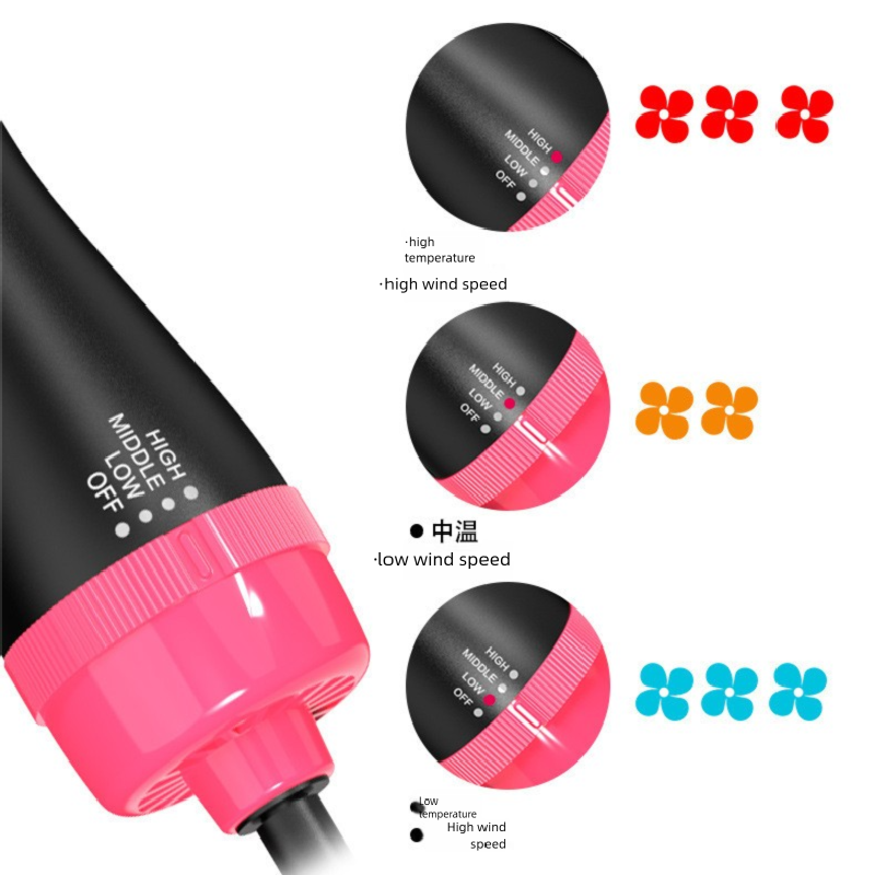 Pink 1000W Professional Hot Air Brush with 3-Temperature & 2-Speed Control – Dual Voltage Hair Styler for Smooth, Voluminous Blowouts - Image 5