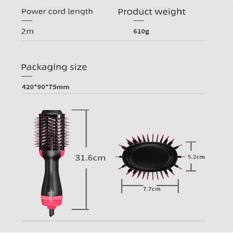 Purple 1000W Professional Hot Air Brush with 3-Temperature & 2-Speed Control – Dual Voltage Hair Styler for Smooth, Voluminous Blowouts - Image 6