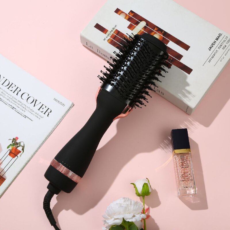 Black 1000W Professional Hot Air Brush with 3-Temperature & 2-Speed Control – Dual Voltage Hair Styler for Smooth, Voluminous Blowouts - Image 1