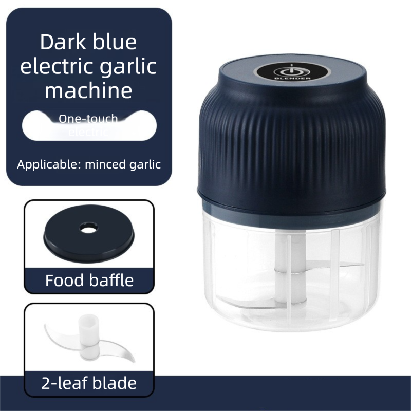 2-Leaf blade Blue Wireless Electric Garlic Chopper 300ml Portable Mini Food Processor USB Rechargeable for Baby Food and Dipping Sauce Essential Local Kitchen Tool - Image 1