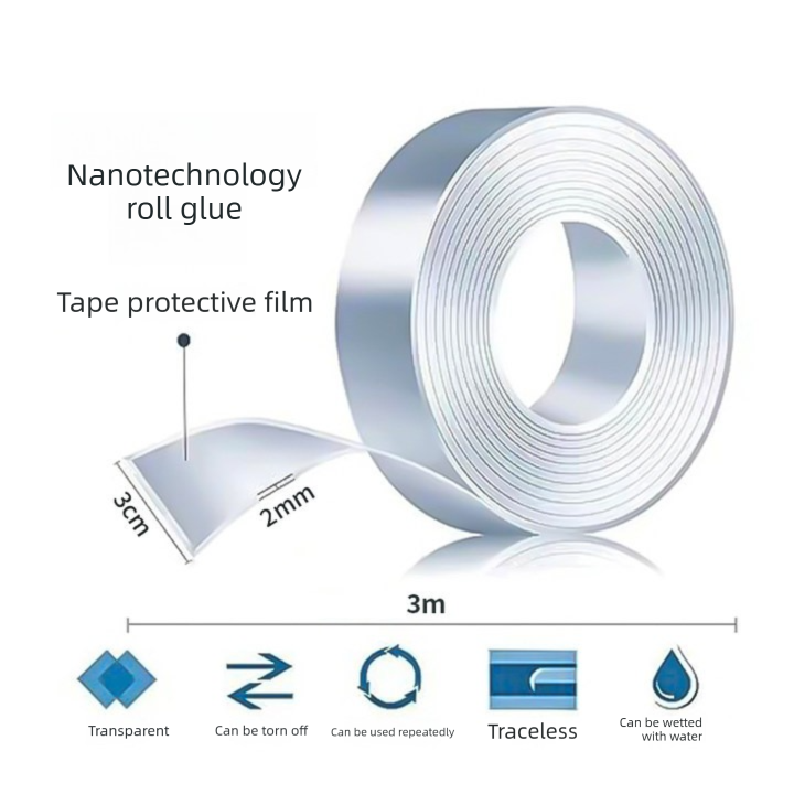 Multifunctional Reusable Nano Double-Sided Tape 2 Rolls with Dust Covers Heavy Duty Mounting Solution for Local Home and Office Organization - Image 4
