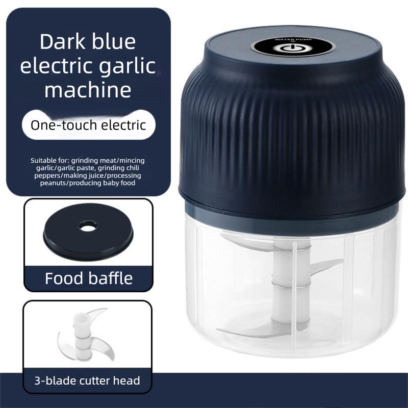 3-blade cutter head Blue Wireless Electric Garlic Chopper 300ml Portable Mini Food Processor USB Rechargeable for Baby Food and Dipping Sauce Essential Local Kitchen Tool - Image 1