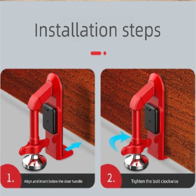 Red Portable Door Stopper Security Lock Heavy-Duty Alloy Construction for Solo Travelers and Home Safety Reliable Anti-Theft Solution for Local Use - Image 2