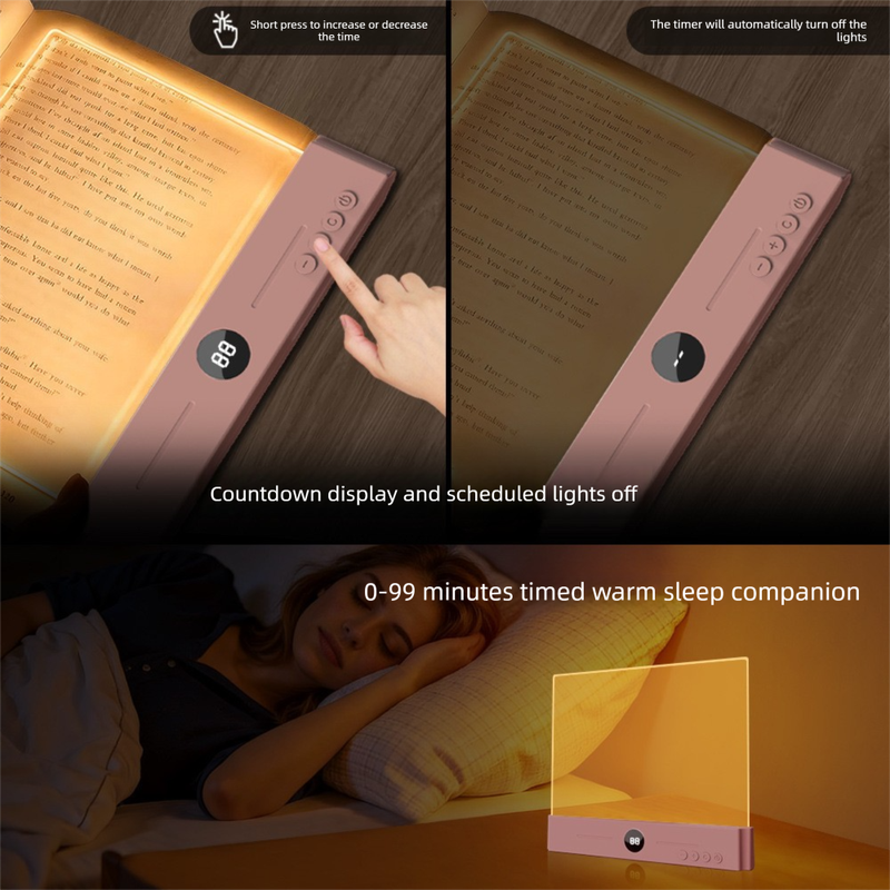 White LED Flat Panel Reading Light with 99m Timer 3 Color Modes Stepless Dimming Rechargeable Eye Protection Book Light for Bedside Dormitory Local Standard - Image 6