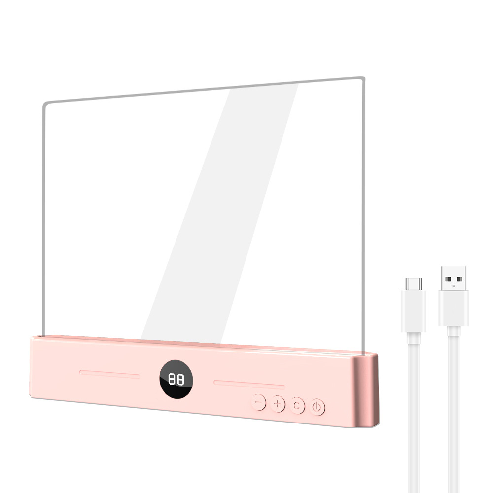 Pink LED Flat Panel Reading Light with 99m Timer 3 Color Modes Stepless Dimming Rechargeable Eye Protection Book Light for Bedside Dormitory Local Standard - Image 1