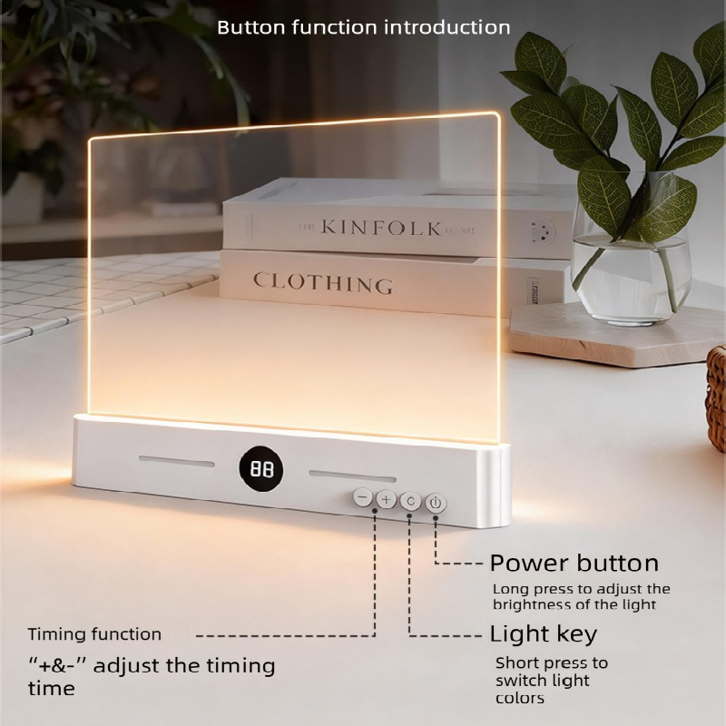 Black LED Flat Panel Reading Light with 99m Timer 3 Color Modes Stepless Dimming Rechargeable Eye Protection Book Light for Bedside Dormitory Local Standard - Image 3