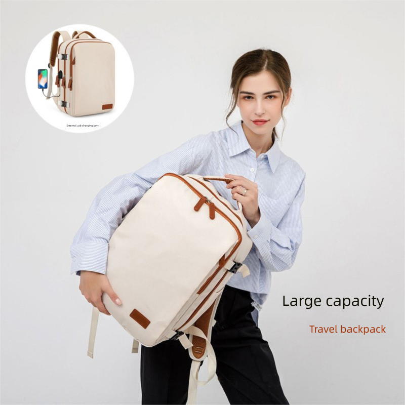 Blue Large Capacity Backpack with USB Charging Port and Waterproof Fabric for Travel Work and Daily Use - Image 2