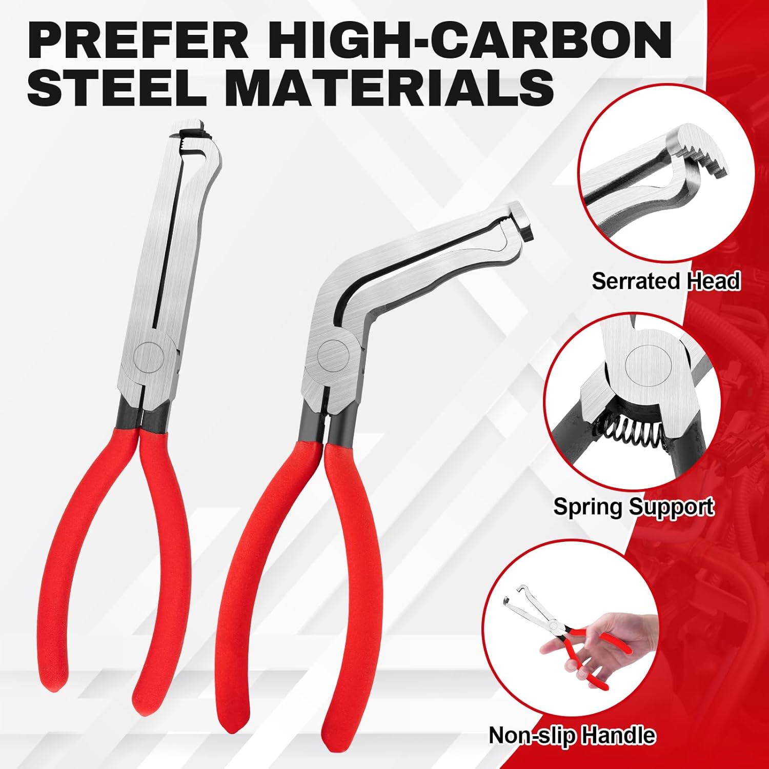 Red 3 Piece Automotive Wire Connector Removal Tool Set with Straight Bent and Dual End Pliers for Electrical Harness Disassembly - Image 2