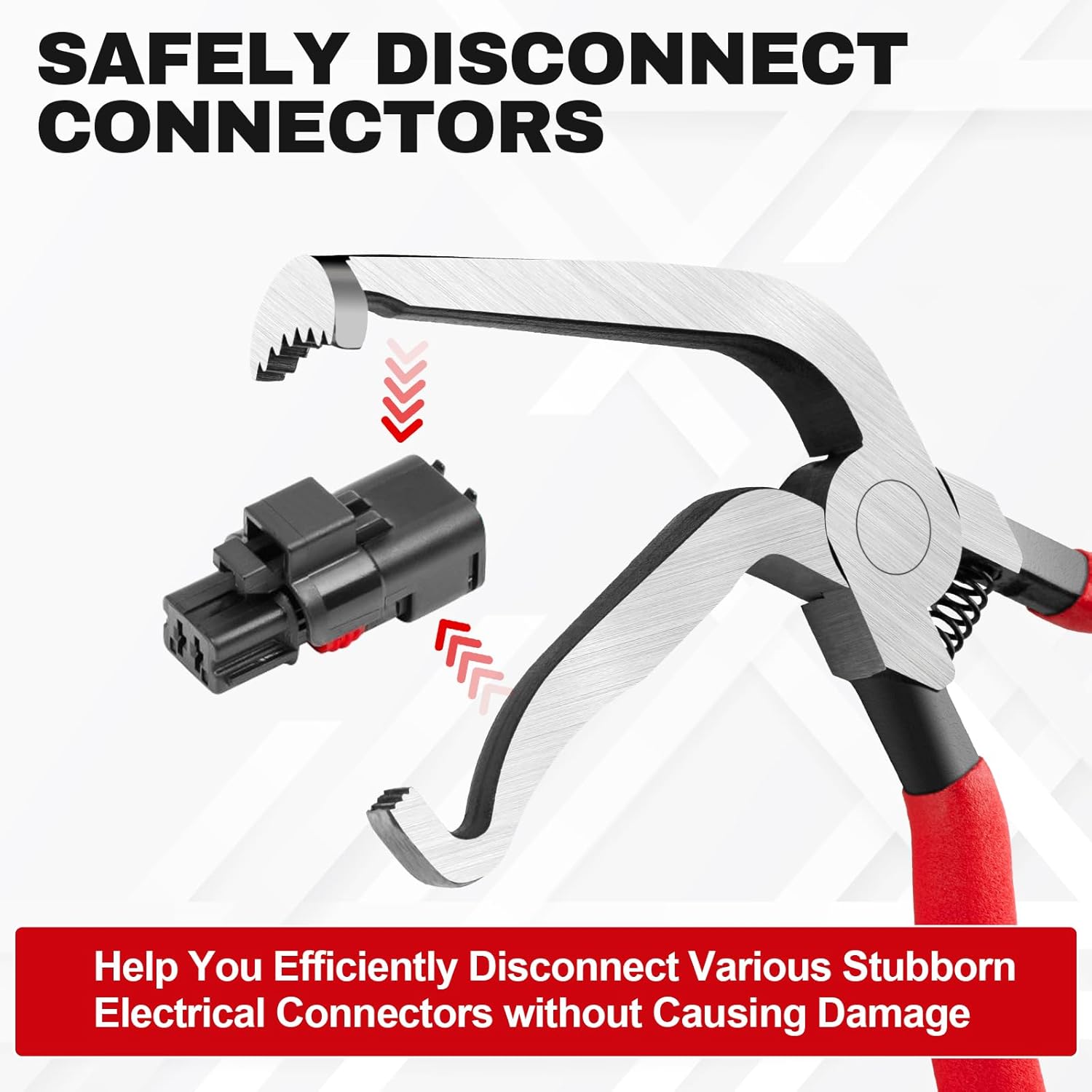 Black and red 3 Piece Automotive Wire Connector Removal Tool Set with Straight Bent and Dual End Pliers for Electrical Harness Disassembly - Image 3