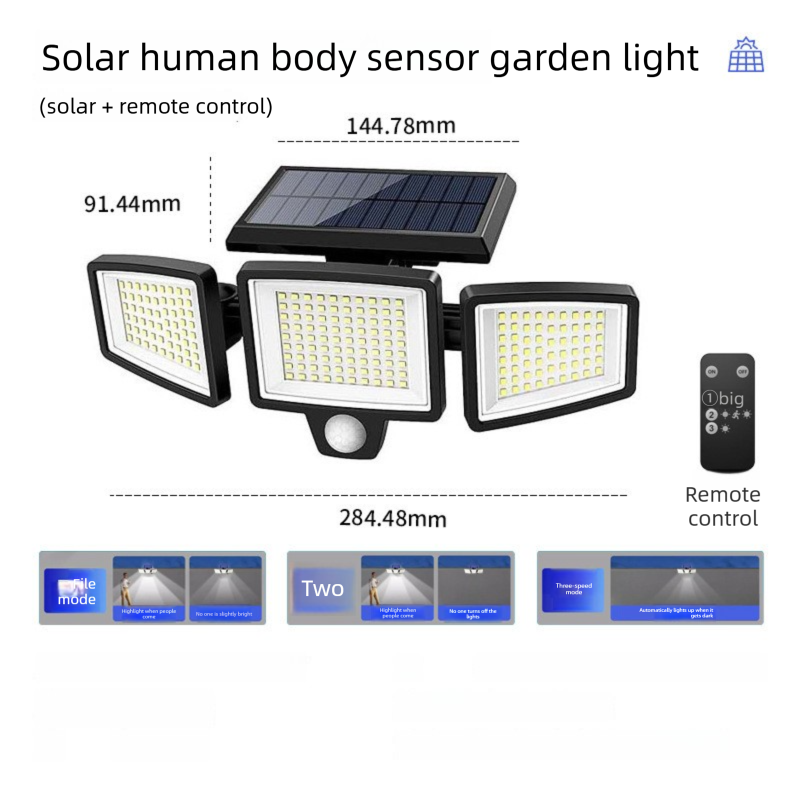 Solar Powered Motion Sensor Outdoor Light with Remote Control for Garden Garage and Front Door - Image 1