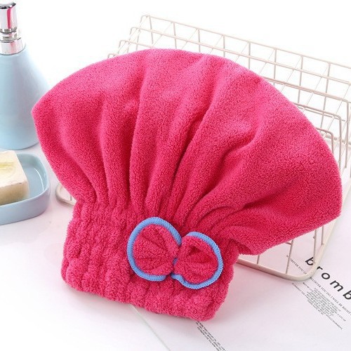 3-Pack Rose red Thickened Coral Fleece Hair Drying Towel Cap – Double-Layered Absorbent Turban with Bow Design for Fast Drying and Gentle Care - Image 1