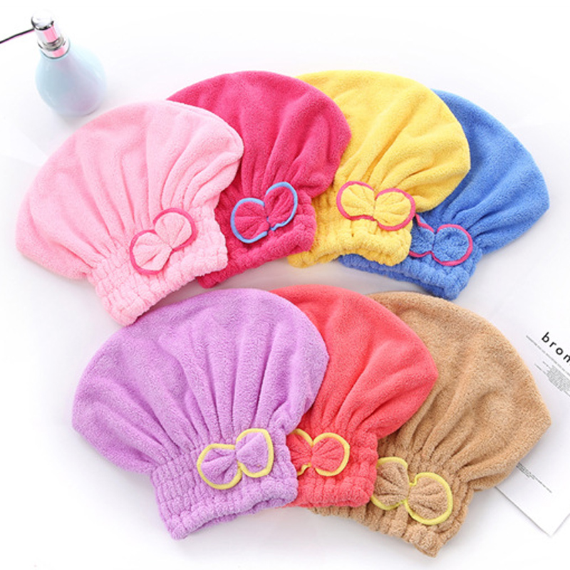 3-Pack Rose red Thickened Coral Fleece Hair Drying Towel Cap – Double-Layered Absorbent Turban with Bow Design for Fast Drying and Gentle Care - Image 3
