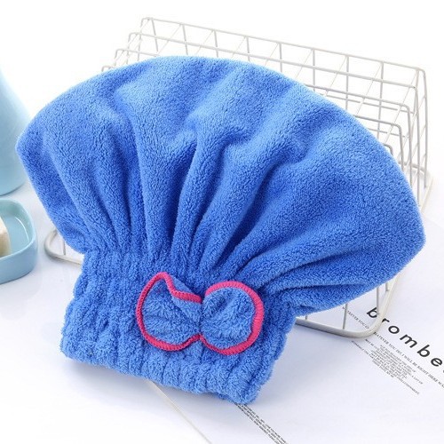 3-Pack Sky blue Thickened Coral Fleece Hair Drying Towel Cap – Double-Layered Absorbent Turban with Bow Design for Fast Drying and Gentle Care - Image 1