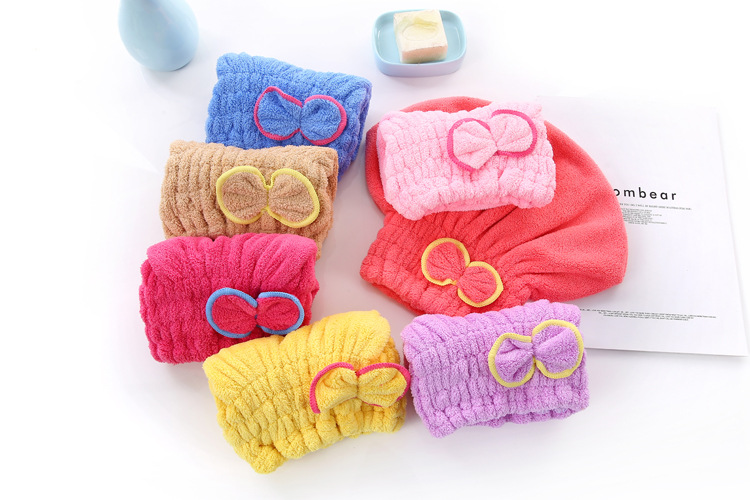 3-Pack Light purple Thickened Coral Fleece Hair Drying Towel Cap – Double-Layered Absorbent Turban with Bow Design for Fast Drying and Gentle Care - Image 2