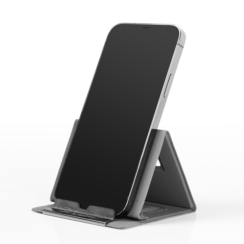 2-PCS Brown Portable Foldable Phone Stand with Card Holder – Compact Desktop Mobile Phone Holder for Home, Office, and Travel Use - Image 3