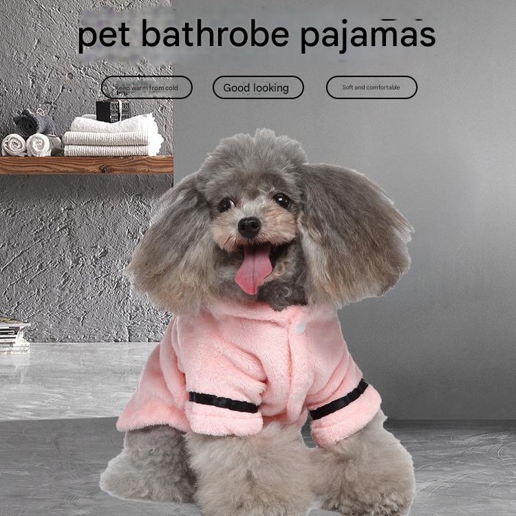 Purple Cozy Pet Bathrobe Sleepwear – Plush Fleece Dog Robe with Hood and Adjustable Waistband for Small to Medium Breeds(Size:XL) - Image 2