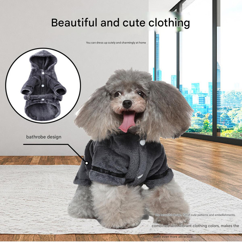 Pink Cozy Pet Bathrobe Sleepwear – Plush Fleece Dog Robe with Hood and Adjustable Waistband for Small to Medium Breeds(Size:XL) - Image 4