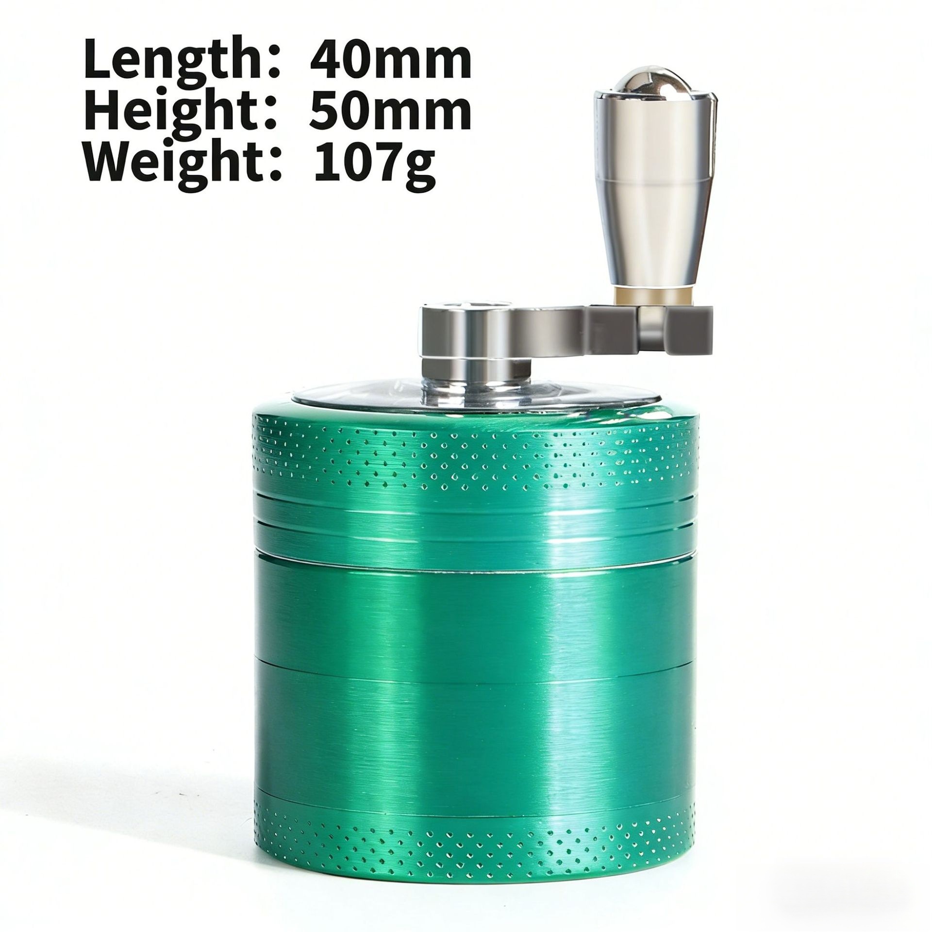 Green 40mm Zinc Alloy 4-Layer Hand-Crank Grinder – Compact Metal Spice & Herb Crusher with Stainless Steel Teeth, Filter Mesh, and Portable Design - Image 1