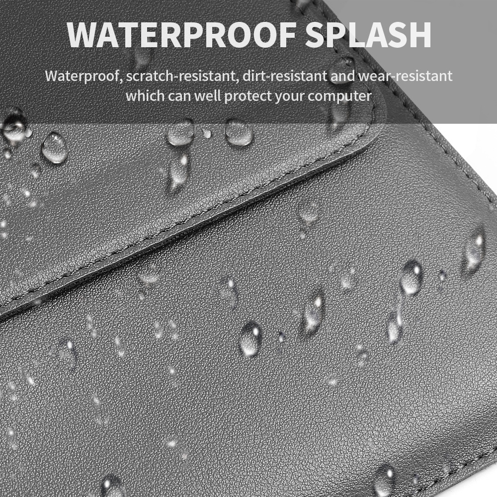 Black 3-in-1 Laptop Sleeve with Built-In Stand & Wrist Rest – Waterproof PU Protective Case for 13/14 Inch Laptops, Portable and Ergonomic Design - Image 6