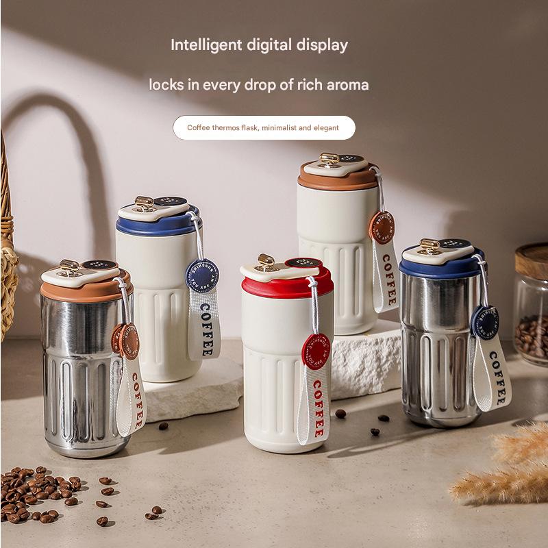 Red Smart Digital Insulated Coffee Mug with 316 Stainless Steel Inner Liner – Vacuum-Sealed Travel Tumbler with Temperature Display, USB-C Rechargeable, Leak-Proof Lid for Hot and Cold Beverages - Image 2
