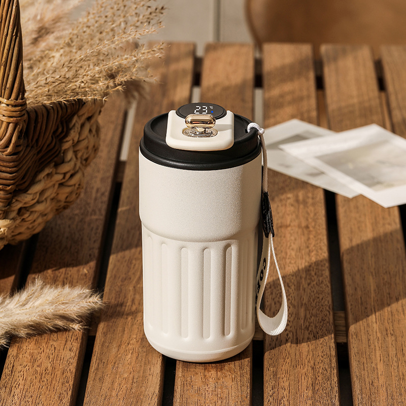 Black Smart Digital Insulated Coffee Mug with 316 Stainless Steel Inner Liner – Vacuum-Sealed Travel Tumbler with Temperature Display, USB-C Rechargeable, Leak-Proof Lid for Hot and Cold Beverages - Image 1