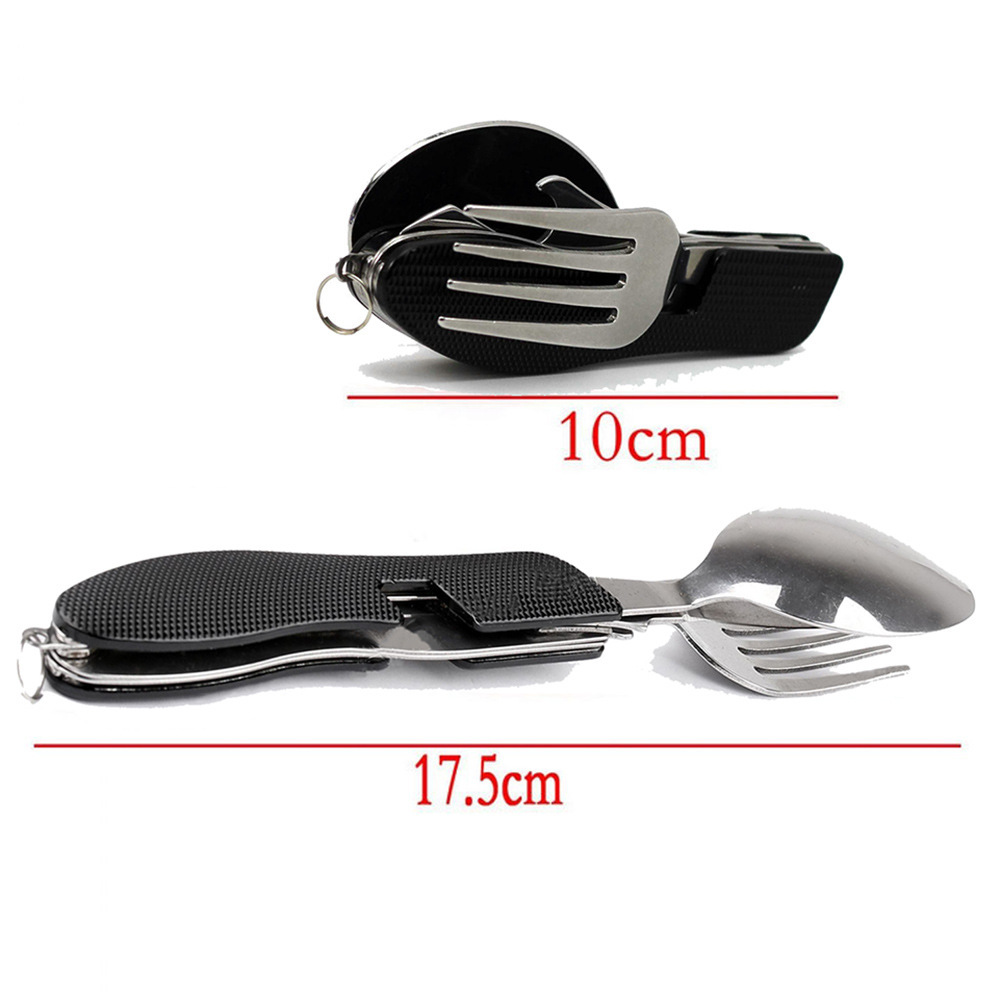 2-PCS Green Stainless Steel Folding Cutlery Set – Compact 3-in-1 Knife, Fork, Spoon with Removable Design for Outdoor Camping, Hiking, Travel, and Picnic Use - Image 3