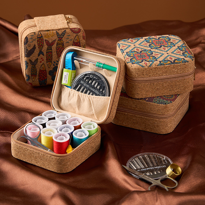 Brown Fantasy Fish Collection Portable Sewing Kit – Compact Travel Set with Needles, Thread, Scissors, Thimble, and Pin Cushion for Home, Dorm, or Emergency Repairs - Image 2