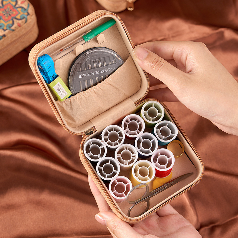 Brown Fantasy Fish Collection Portable Sewing Kit – Compact Travel Set with Needles, Thread, Scissors, Thimble, and Pin Cushion for Home, Dorm, or Emergency Repairs - Image 3