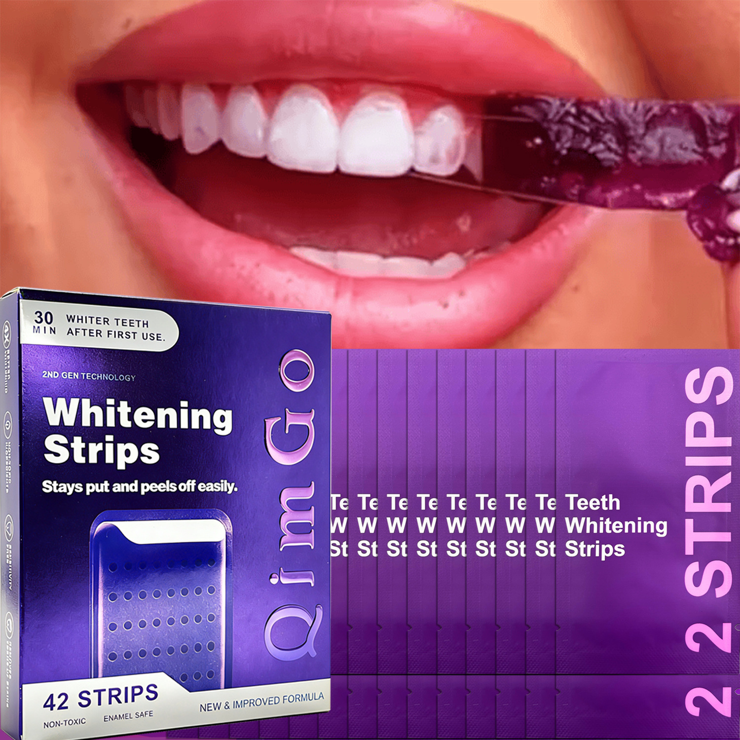 7 Pairs Purple Teeth Whitening Strips – Stain-Removing Film for Brighter Smile, Non-Toxic and Enamel Safe - Image 4