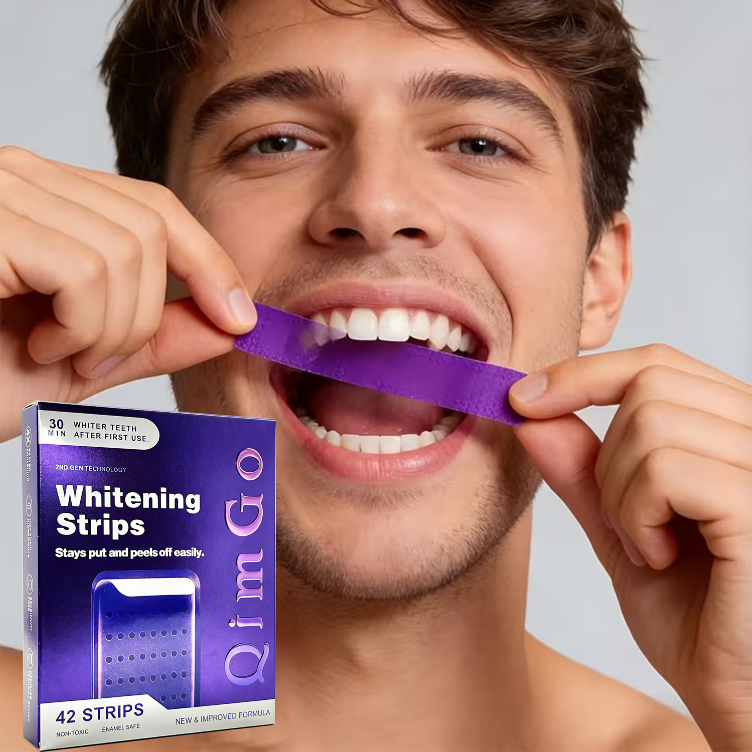 14 Pairs Purple Teeth Whitening Strips – Stain-Removing Film for Brighter Smile, Non-Toxic and Enamel Safe - Image 2