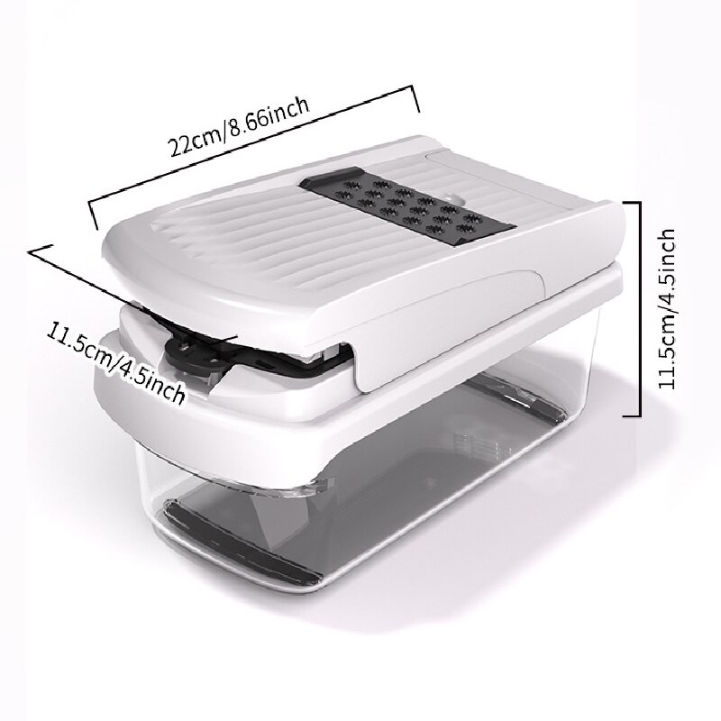 Black Multifunctional Vegetable Slicer – Manual Kitchen Cutter with Adjustable Blades for Slicing, Dicing, Shredding, Garlic Grinding, and Egg White Separation - Image 7