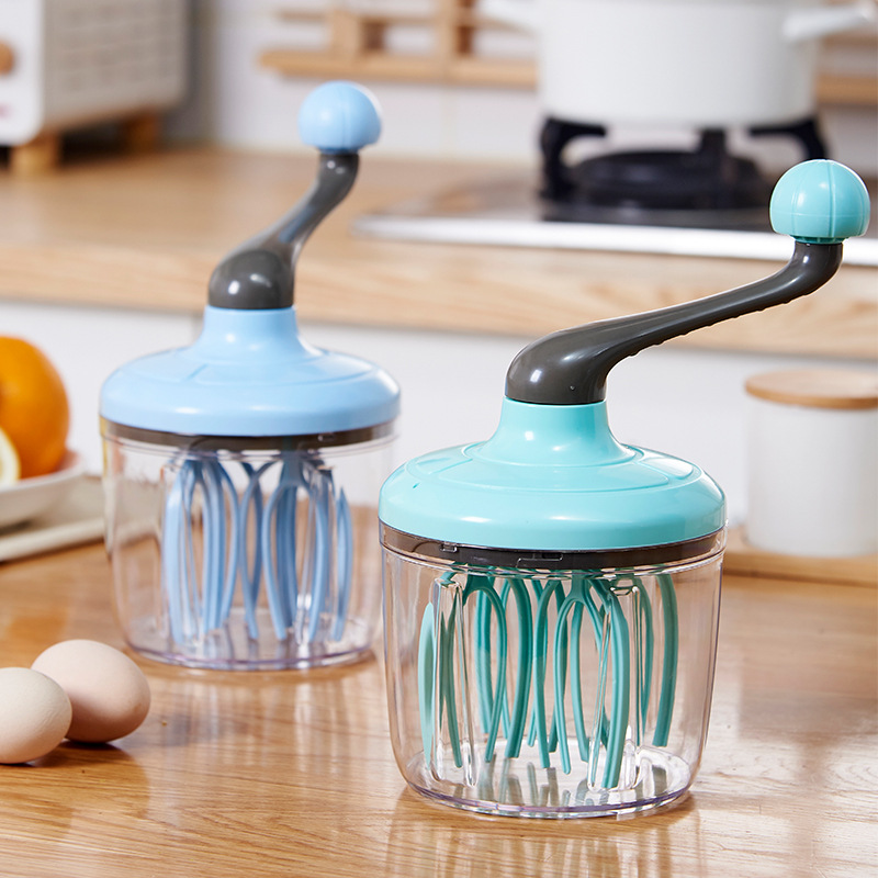 Green Manual Hand-Crank Egg Beater – Semi-Automatic Whisk for Whipping Cream, Egg Whites, and Baking Mixes with Easy-Clean Design - Image 3