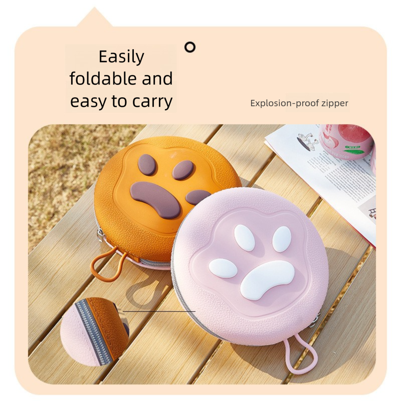 Brown Portable Foldable Dual Bowl for Pets – Silicone Feeding and Water Dish with Compact Storage Design - Image 3