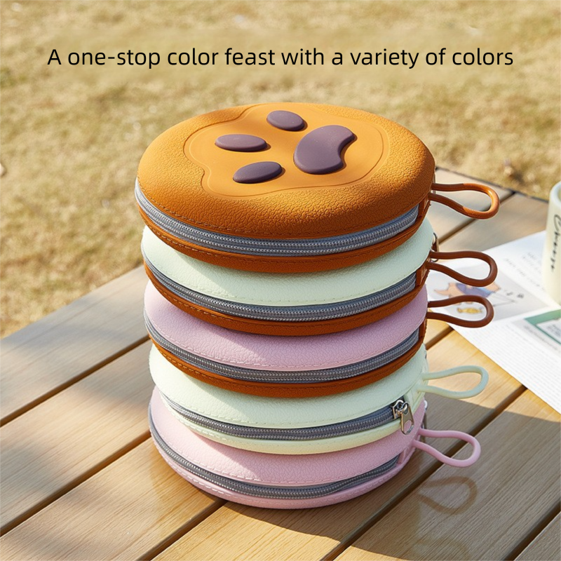 Brown and yellow Portable Foldable Dual Bowl for Pets – Silicone Feeding and Water Dish with Compact Storage Design - Image 5