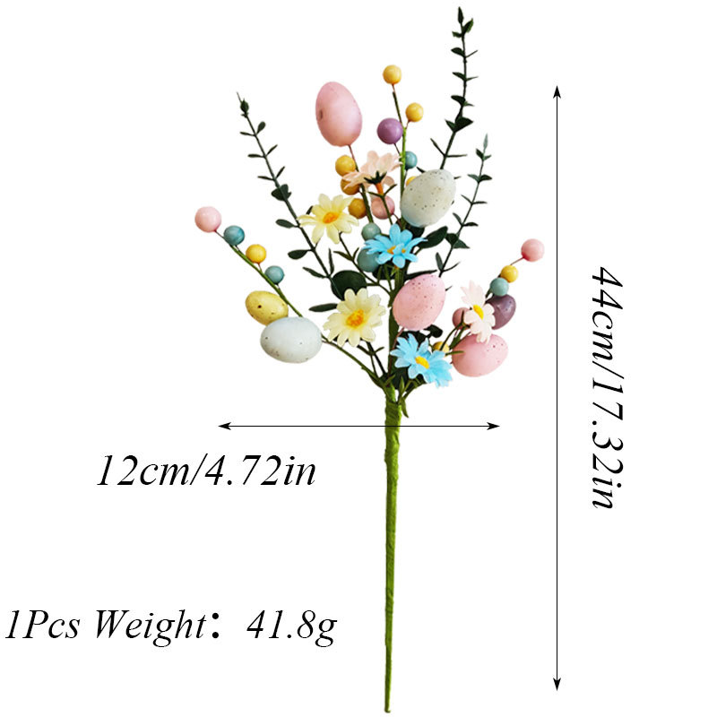 2-Piece Daisy eucalyptus leaves Easter Artificial Floral Arrangement with Decorative Egg Accents – Ready-to-Display Spring Holiday Decoration - Image 1