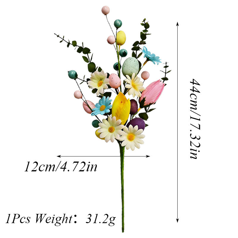 2-Piece Tulip Easter Artificial Floral Arrangement with Decorative Egg Accents – Ready-to-Display Spring Holiday Decoration - Image 1