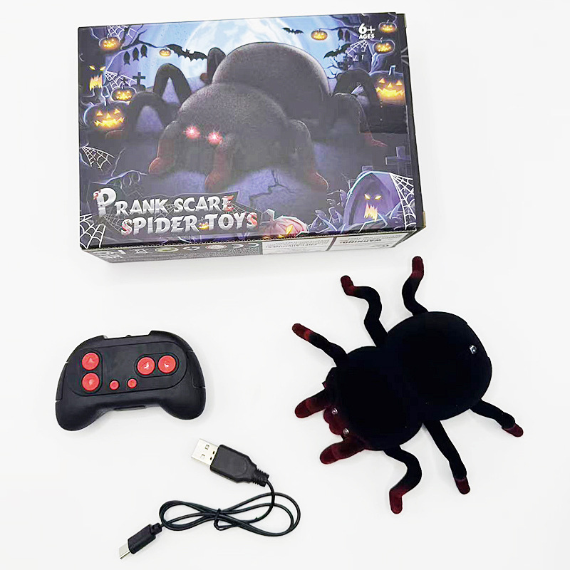 RC Wall Climbing Spider Toy Realistic Fuzzy Tarantula Anti-Gravity Remote Control Prank Bug with LED Eyes Rechargeable Gift for Kids - Image 1